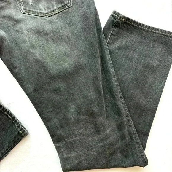 Gap 1969 Authentic Fade Black Distress 100% Cotton Slim Straight Jean Size 32/34 - Picture 10 of 16